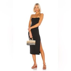 Enza Costa Strappy Side Slit Dress in Black Size Small